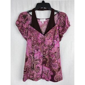 Vintage Fashion Bug Top Y2K Babydoll Halter Paisley Fairy Artsy Boho Hippie Cute